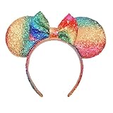 Mouse Ears Bow Headbands Glitter Princess Party Decoration Belle Cinderella Jasmine Mermaid Mouse...