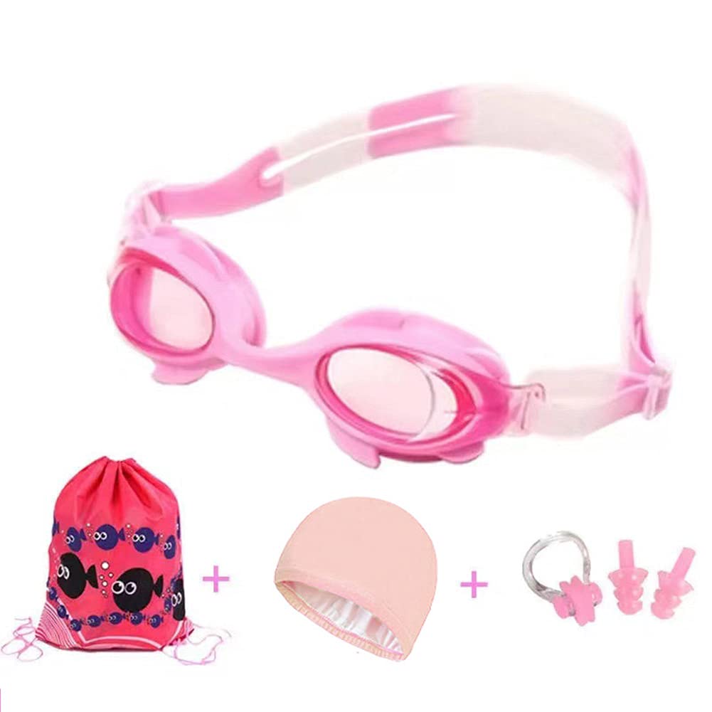 CAILINS Swim Goggles Kids Clear lens Soft Silicone Frame Anti UV Anti Fog Adjustable Strap (Age 3-15) Blue