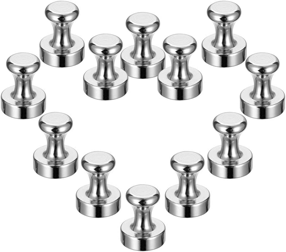 HASTHIP® Mini Fridge Neodymium Magnets with a Storage Box, Cone Handle for Kitchen, Magnetic Board, Whiteboard, Noticeboard and Office, 12Pcs (12×16mm)