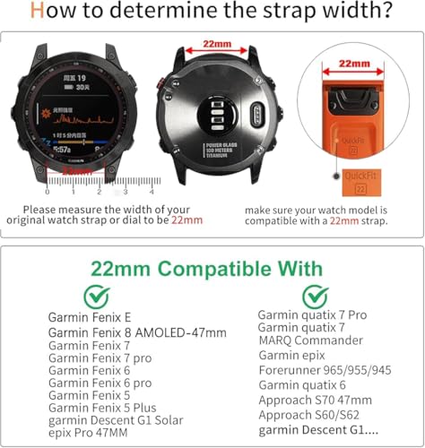 Image of Zitel Band Compatible with Garmin Fenix 8 AMOLED 47mm, Fenix E /7 /7 Pro, 6 /6 Pro, 5 /5 Plus, Forerunner 970 /965 /955, Epix Pro Gen 2 47mm - QuickFit 22mm Nylon Sport Strap