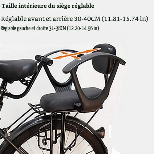 Siège de vélo réglable à montage arrière pour tout-petits avec accoudoirs, pédales et ceinture de sécurité - Protection de vélo améliorée pour la sécurité des enfants