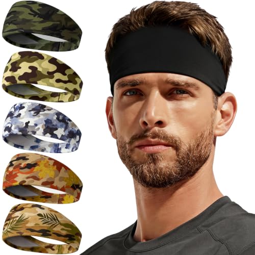 Image of Sweat Band, 5 Pack Headband Moisture Wicking for Running Sports