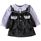 Baby Rose Outfit Kleinkind Mädchen Rock Set 2-teilig Outfits Puffärmel Strickoberteile und ausgestellte Mini-Röcke mit Schleife Kinder süße Kleidung 1-6 Baby Mädchen Elefant, Schwarz , 5-6 Years