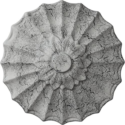 Image of Ekena Millwork CM09SHUWC Ceiling Medallion, Ultra Pure White Crackle