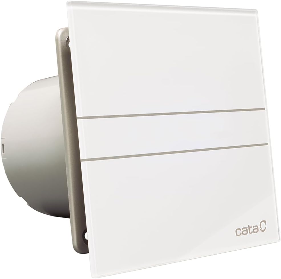 CataE 100 GT Bathroom Extractor Fan, Timer, 8 W, White Glass
