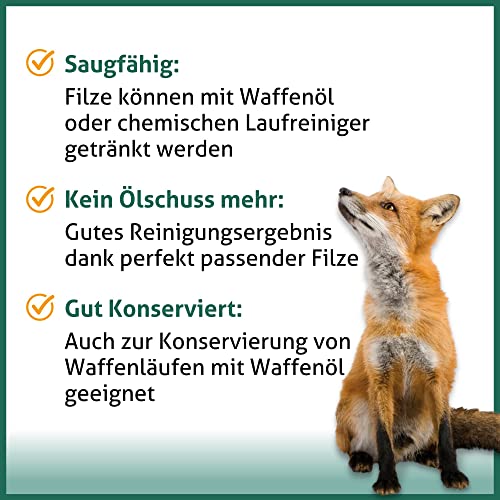Foto von Filz-Laufreiniger Filzreiniger Laufreiniger zur Waffenpflege für Pistole Revolver Büchsen Gewehre Flinten (Kaliber .22/5,56 mm - 100 Stück)
