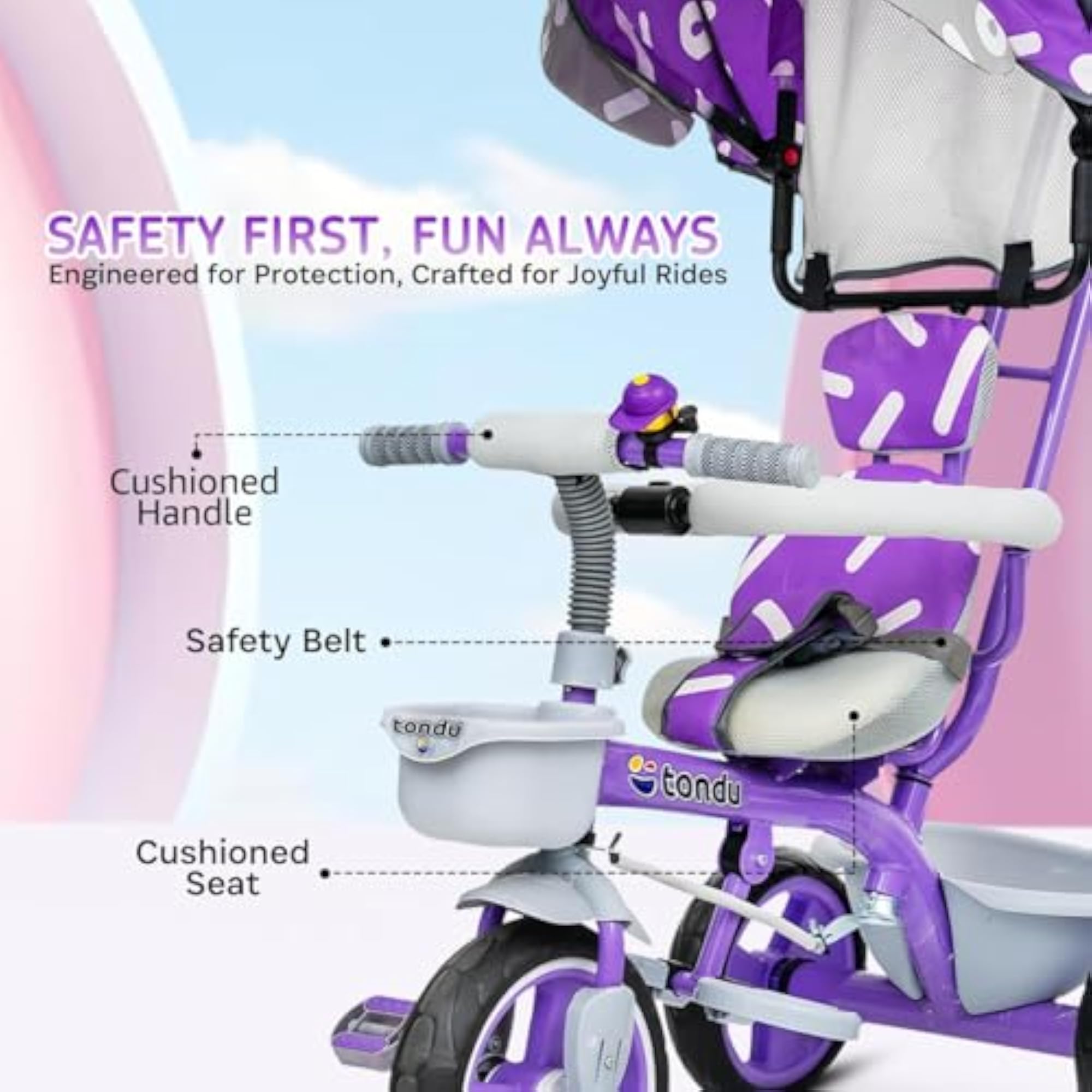Tricycle for Kids with Canopy and Storage