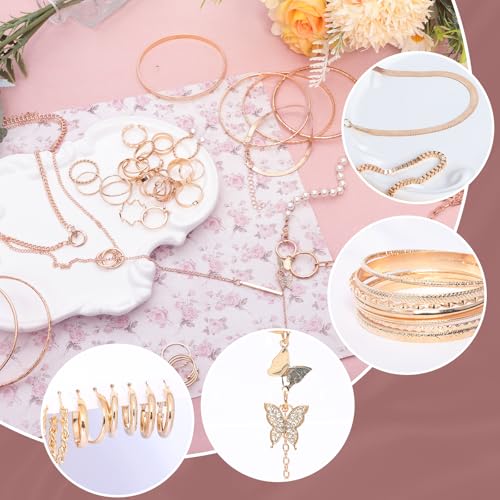 Image of 48pcs Gold Jewelry Set for Women Multi Layered Necklace Knuckle Rings Stackable Bracelets Dainty Earrings Anniversary Birthday Valentine Gift Pack for Women