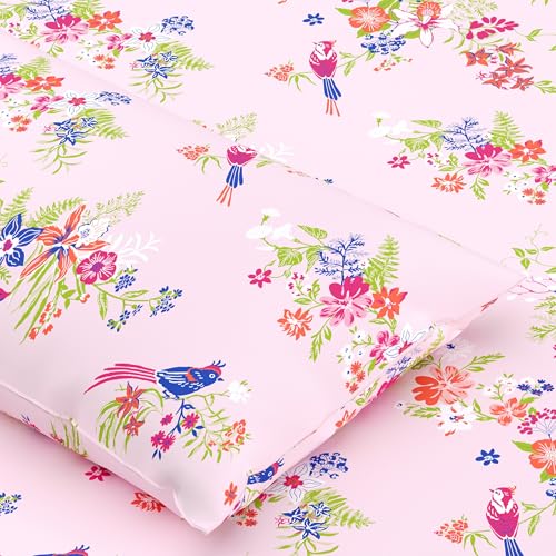 Image of Home Ecstasy 100% Cotton Double Bedsheet with 2 Pillow Covers - (Size 87 x 94 inches, 140 TC, Colour - Pink: Blushed Petal)