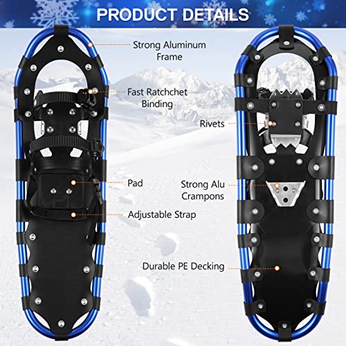 Lixada Lightweight Snowshoes For Men Women Youth, Aluminum Alloy Terrain Snow Shoes 19/23/27/30 Inches Adjustable Ratchet Bindings Snow Shoes With Trekking Poles And Carrying Bag #TOP2