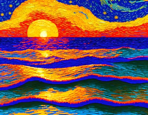 Coucher de soleil sur la mer : grande toile SERENDIPITP pour salon élégant