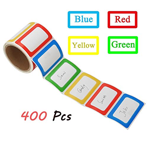 Etiquetas de nombre de colores mflabel, rollo de 200 pegatinas de 3.5 x 2.25 pulgadas