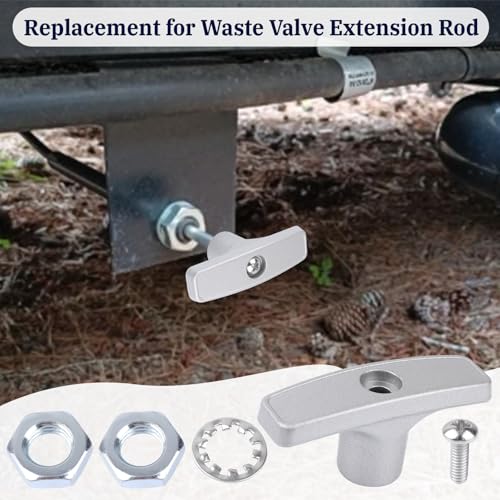 Image of EINDER Gray RV Sewer Valve Handle Replacement for Waste Valve Extension Tube RV Waste Valve Aluminium Handle Kits - 2 Pcs