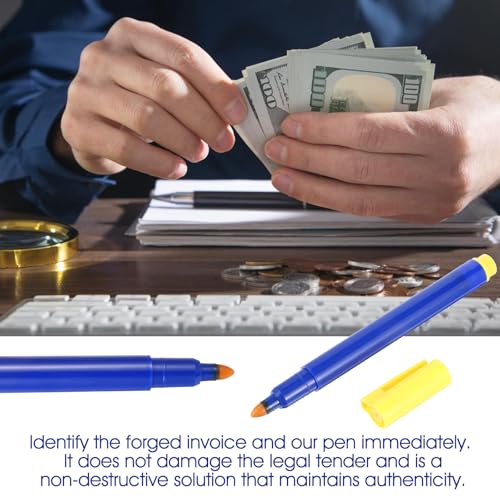 Bewudy 5 Stück Geldscheinprüfer Stift, Falschgeld Marker Stifte Geldprüfstift Falschgeld Prüfer Stift Geldprüfgerät Prüfstift für Euro Pfund und die meisten Banknoten(5 Stück)