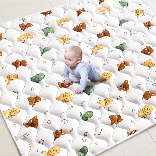 Image of Baby Play Mat 71" X 59", Premium Thicken Foam One-Piece Crawling Mat, Extra Large Non-Slip Cushioned Activity Playmats for Babies, Toddlers, Infants, Play & Tummy Time