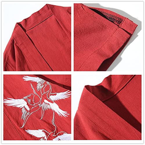 Japanese Kimono Robes Traditional Crane Print Haori Cardigan Yukata Jackets Hip Hop Streetwear for Men Women (black,5XL,mens,US,Alpha,Adult,Unisex,5X-Large,Regular,Regular)4