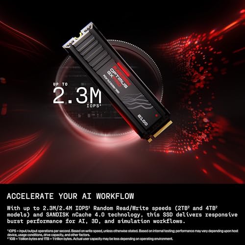 Image of SANDISK 2TB Optimus GX PRO 8100 PCIe 5.0 NVMe SSD with Heatsink - M.2 2280, Up to 14,900 MB /s Read Speed, Lightning-Fast Performance - SDSP82200TAH