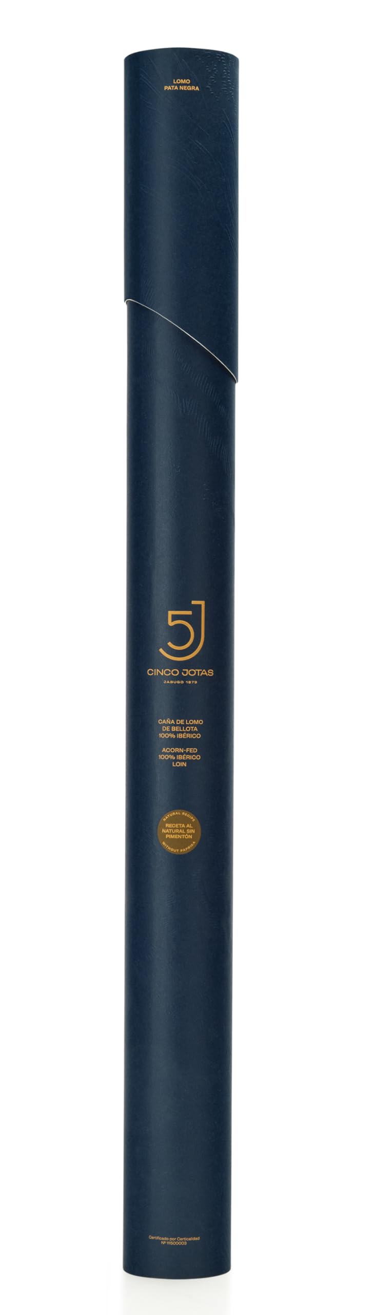 5J CINCO JOTAS DE BELLOTA 100% IBERICO JABUGO 1879, Lomo Iberico de Bellota senza Peperoncino, Qualità 5J, Suini Iberici Ruspanti Alimentati con Ghiande - Canna Intera 700-850 gr