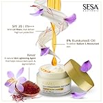 SESA 8% Kumkumadi Kesar Day Cream SPF 20 & PA++ Skin Brightening Ayurvedic Face Moisturizer Face Cream Sun Damage Hydrating with Saffron Lotus Sandalwood for Woman and Men, 50 gm or 1.69 oz - Image 5