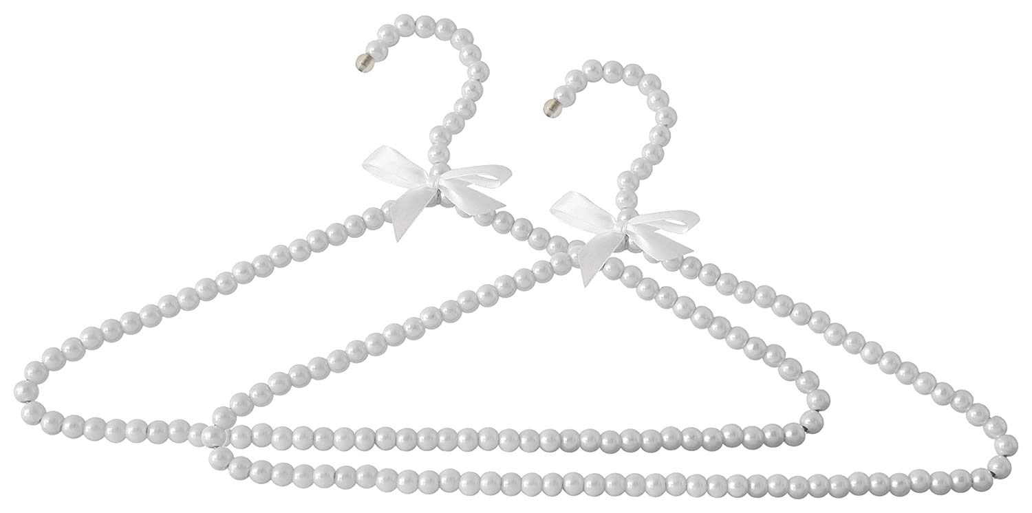 Vastra White Pearl Beads Clothes Hangers (39 cm x 1 cm x 23 cm, White, Set of 2pcs)-image-35