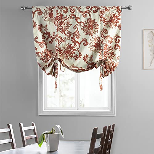 Image of HPD Half Price Drapes Room Darkening Tie Up Curtains 46 X 63 Inch Indonesian Printed Cotton Window Roll Up Balloon Curtain for Living Room, Kitchen PRTW-TUD40A-63 (1 Panel), Indonesian Rust