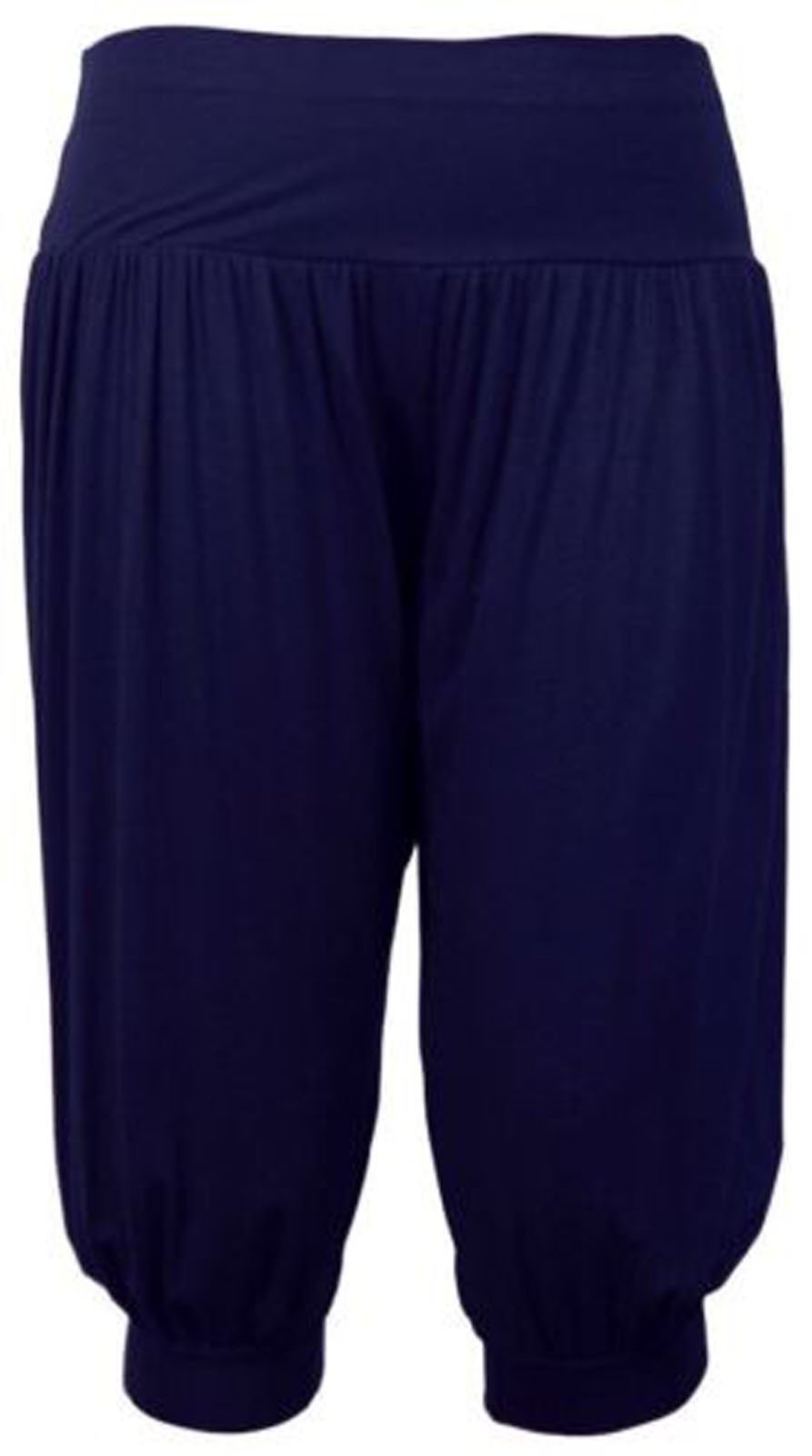 ZET Ladies Plus Size Ali Baba Baggy Stretch Fit Shorts Womens Plain Cropped Harem Trouser Pants 8-26 (XL (16-18 UK), Navy)