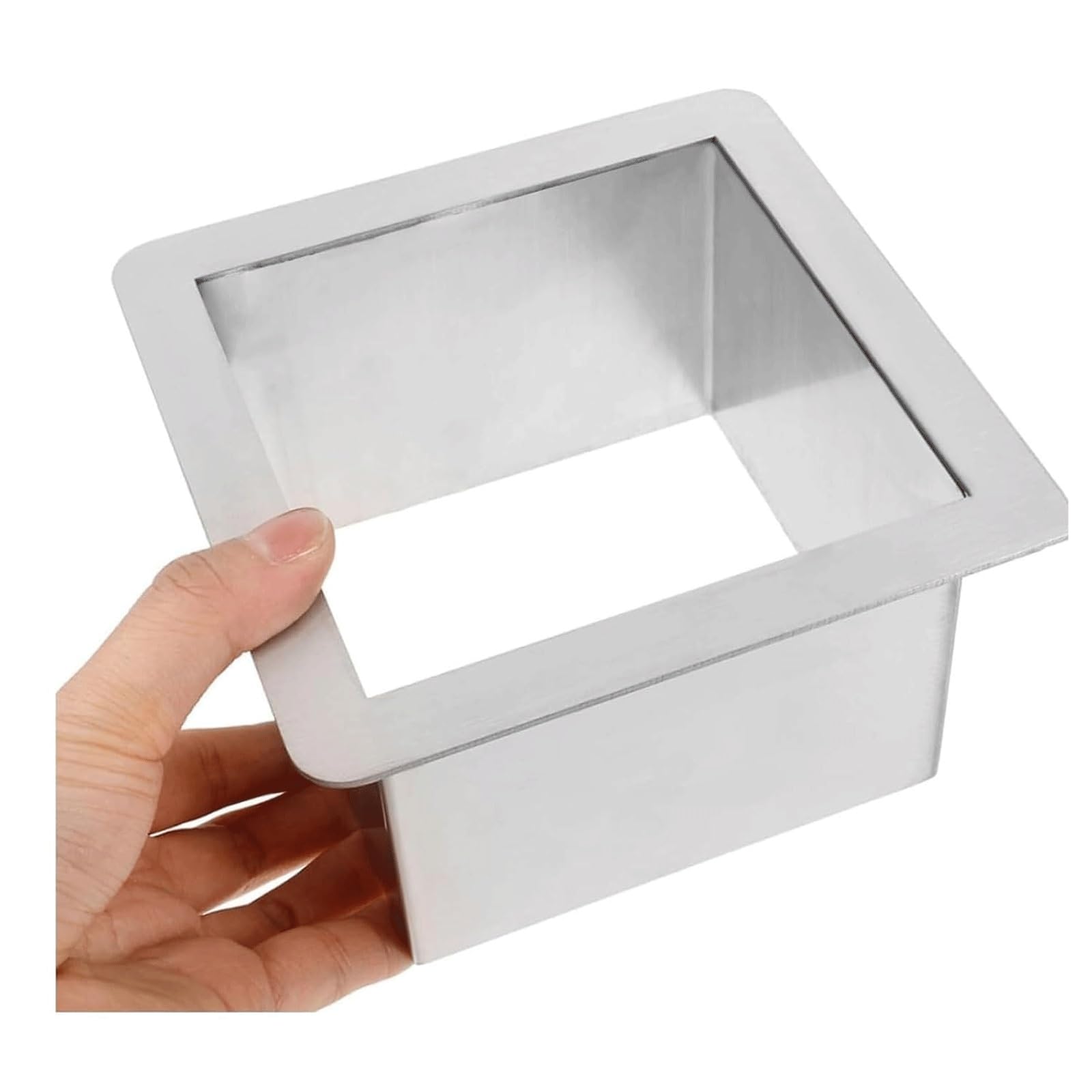 DFGHNBVC Trash Grommet Stainless Steel Trash Can Lid Direct Throw Built-In Countertop Garbage Chute Open Top Waste Bin Cover Square Trash Bin Lid,Silver-220Mm