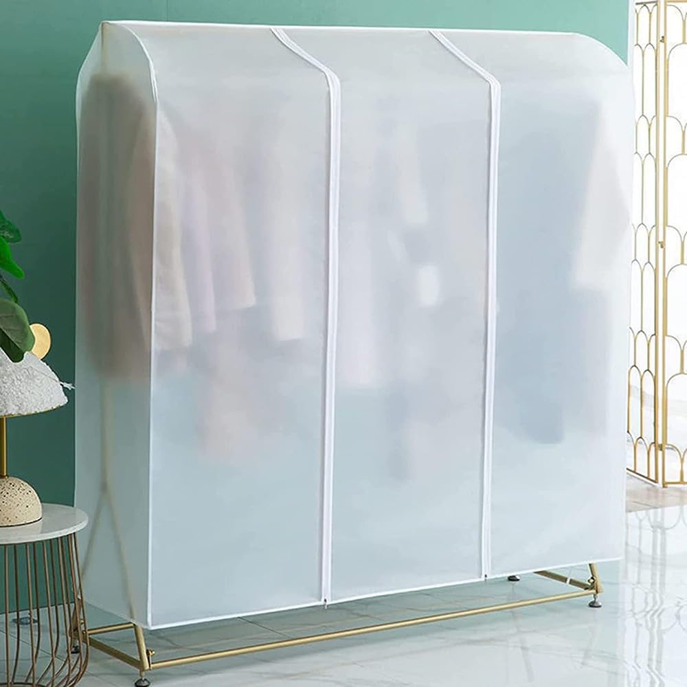 FLYUFO Copri Stand Appendiabiti, Grande Sacchetto per La Polvere Appeso Traslucido, Sacchetti per Riporre Vestiti Appesi con Cerniera, parapolvere per Camicie, Cappotti, Vestiti 150x50x150cm