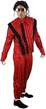 Adults King of Pop Costume - Red & Black Leather-Look Jacket and Matching Trousers - Mens Ladies 80s Pop Music Icon Spooky Halloween Fancy Dress Costume