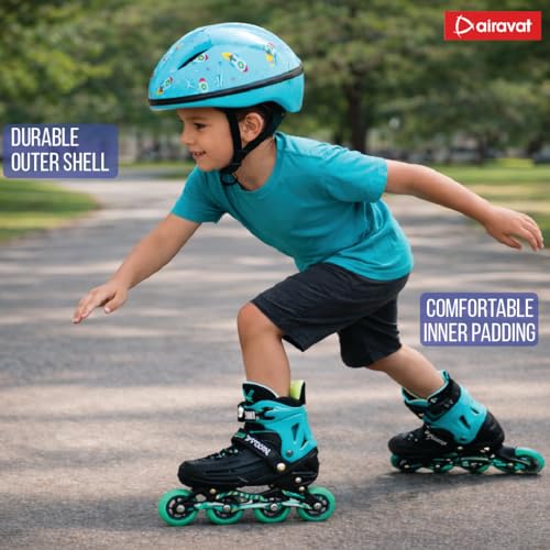 Image of Airavat Mini Rider Kids Cycling & Skating Helmet, Aerodynamic Shape, Size Adjustable with Quick Release Buckle (Cyan, Extra Small (44-48 cm))