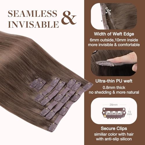 Image of GOO GOO Seamless Clip in Hair Extensions Real Human Hair Remy Extensions