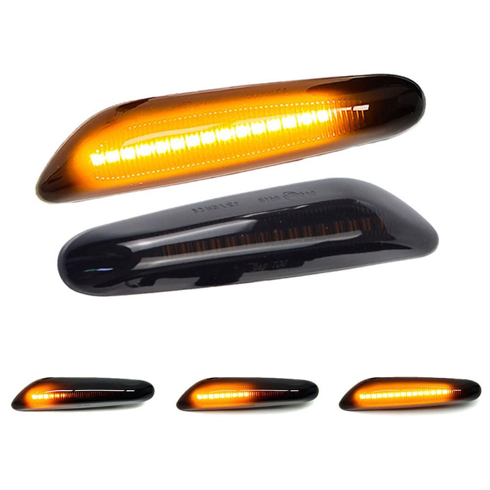 2x Zwarte lens zij-indicatorlamp LED markeringsherhalingslamp Knipperlicht voor 1 3 5 Serie E81 E82 E87 E46 E90 E92 E60 E61 E83 X3