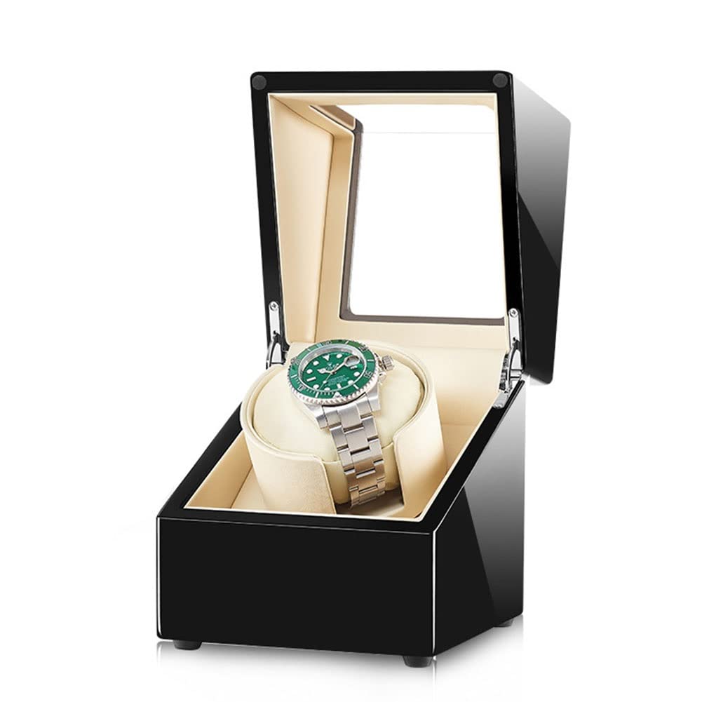 Remontoir montre automatique de luxe en bois vernis et cuir PE