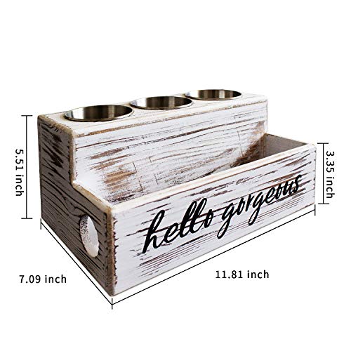 Unistyle Rustic Hair Dryer Holder Hair Tools and Styling Supplies Organizer Wooden Storage for Vanity and Bathroom Rustic White Elegant Design Vanity Caddy for Accessories, Makeup, Toiletries