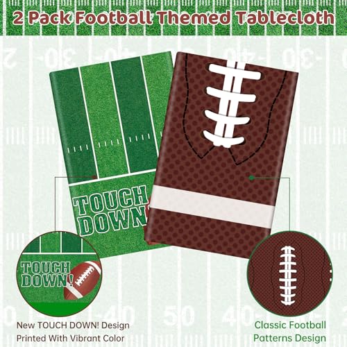 Football Party Decorations - 2 Pack Football Tablecloth Plastic, Disposable TouchDown Table Cover for Football Sport Birthday Party Supplies Favors Gameday Tailgate Table Decor Accessories, 108x54Inch - Image 5