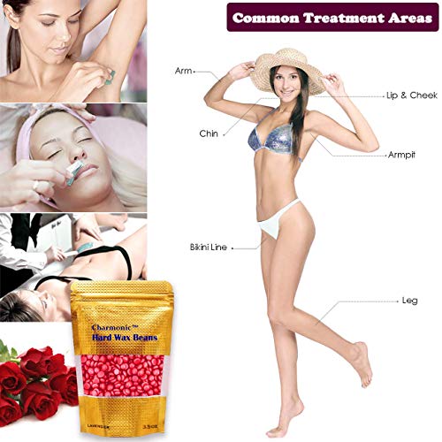 Image of 17.5 Oz Hair Wax Beans by Charmonic, Hard Body Wax Beans, Hair Removal Depilatory Wax European Beads for Women Men 500g /17.5Oz (rose)
