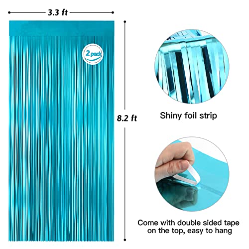 Fannev 3.3 Ft X 8.2 Ft Metallic Tinsel Foil Fringe Curtains Party Photo Back Drop Party Streamers For St. Patrick's Day, Birthday, Graduation, New Year Eve Decorations Christmas Wedding Decor 2 Pcs #TOP4