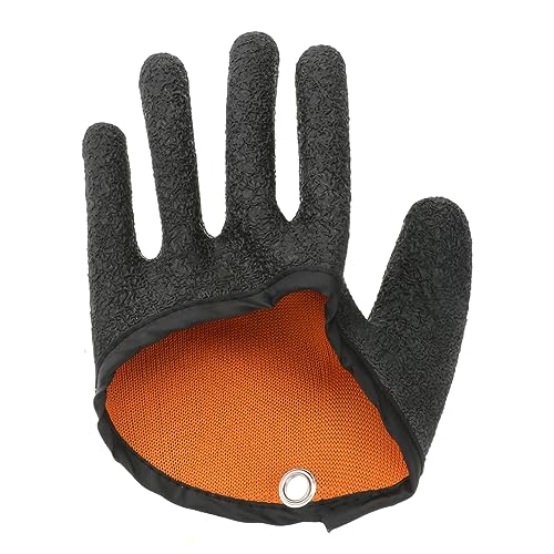 ifundom 1Pc Non Slip Fishing Gloves Black Pe Thread Woven Design for Catching Fish Comfortable Breathable Material for Fishing and Hunting Activities
