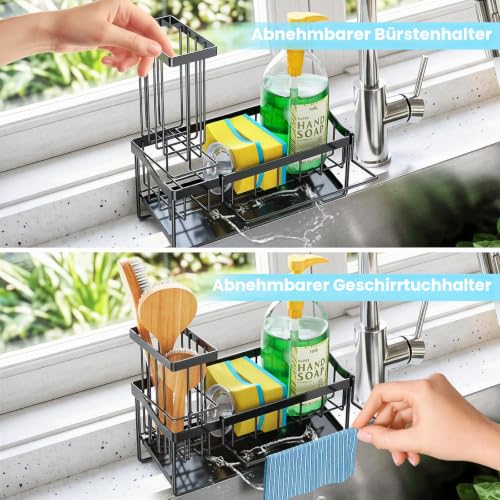 PKBD Selbstablaufender Spülbecken-Organizer – Schwarz – Ansicht 3