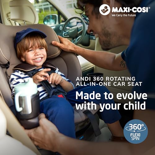Image of Maxi-Cosi Andi 360 Rotating All-in-One Baby Convertible Car Seat, Rear-Facing, Forward Facing Car Seat, Infant Toddler Booster, Easy Rotation, Tension System, Harness Adjust, Truffle