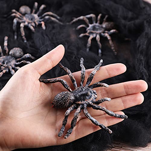 4 Pcs Realistic Spider Figures, Gawertoy Giant Spider Action Models Plastic Animal Fake Spider Toys Educational Learning Toys Birthday Gift April Fools' Day Halloween Prank Props Christmas Party Favor #TOP4
