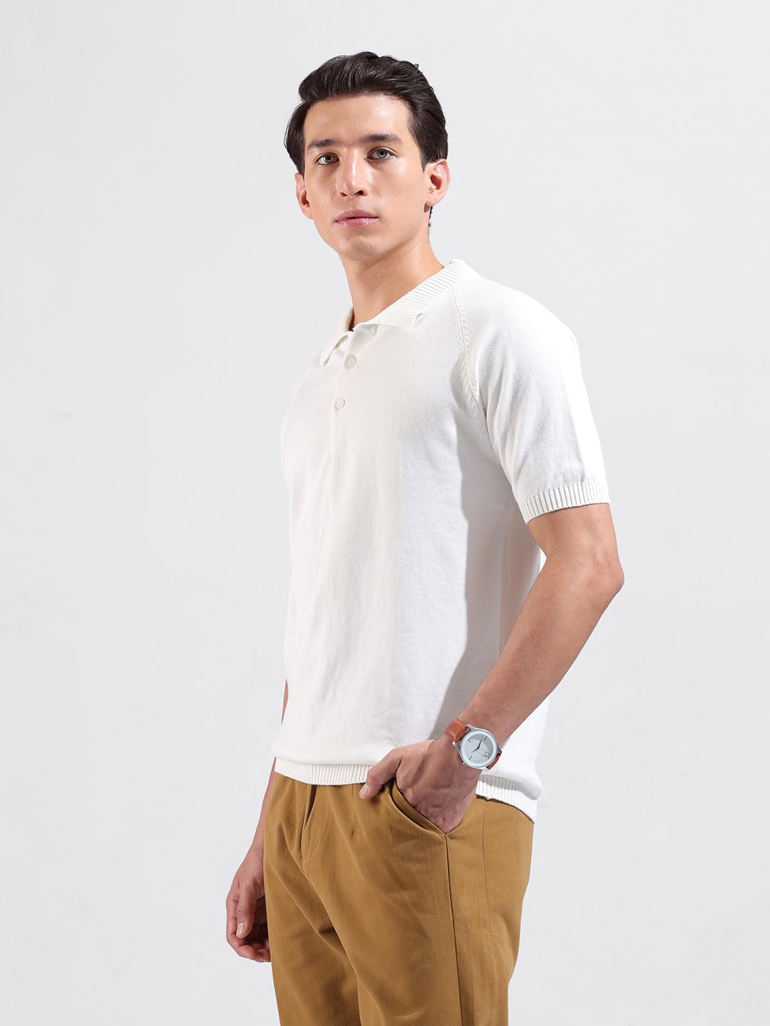 The Indian Garage Co Męska koszulka polo slim fit teksturowana płaska dzianina pół rękaw