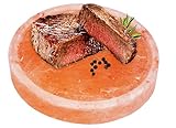 AGT Salzwelten Salz Grillstein Ø20 cm x4 cm Rund mit Rinne IDEAL FÜR Grill Fleisch Fisch Eier Original Kristallsalz aus dem Vorgebirge des Himalaya* Salt Range Punjab Pakistan