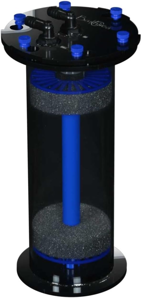 4-12 Filter Media Chamber Reactor for Aquarium | High Media Volumes with Evenly Distributed Flow Maximize Water Media Contact Time for Freshwater & Saltwater Marine Reef Fish Tank (Blue)