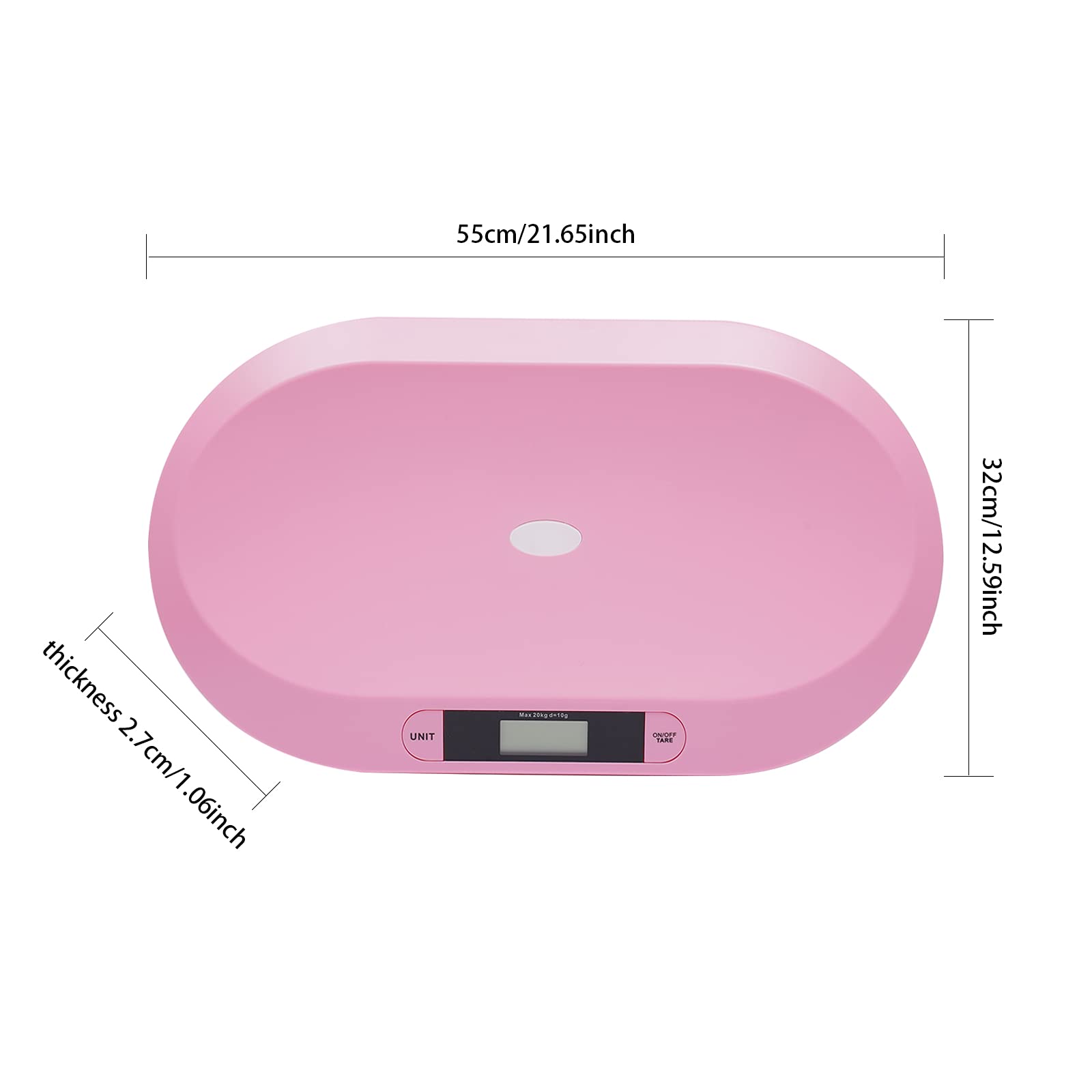 Báscula de bebé, báscula digital precisa para bebé, con pantalla LCD, rosa, pesa de animales multiusos, adecuada para pesar objetos menos de 20 kg, es adecuada para pesar bebés, gatos, perros, etc