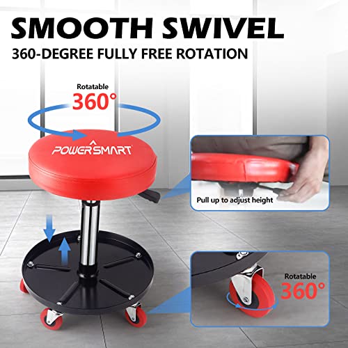 Powersmart 300-Pound Capacity Mechanic Stool, Rolling Stool With Wheels & Tool Tray #TOP3