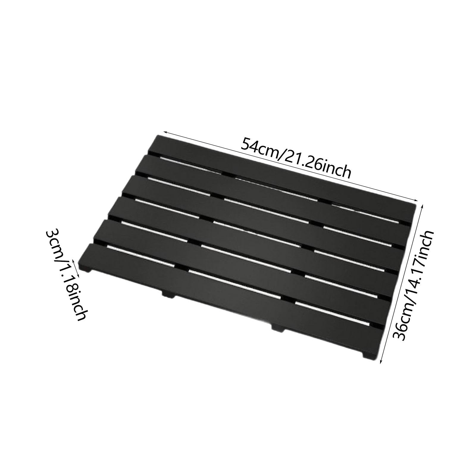 Milageto Alfombra de baño de bambú, Impermeable, de Secado rápido, para el Lavabo, lavandería o el recibidor, Negro