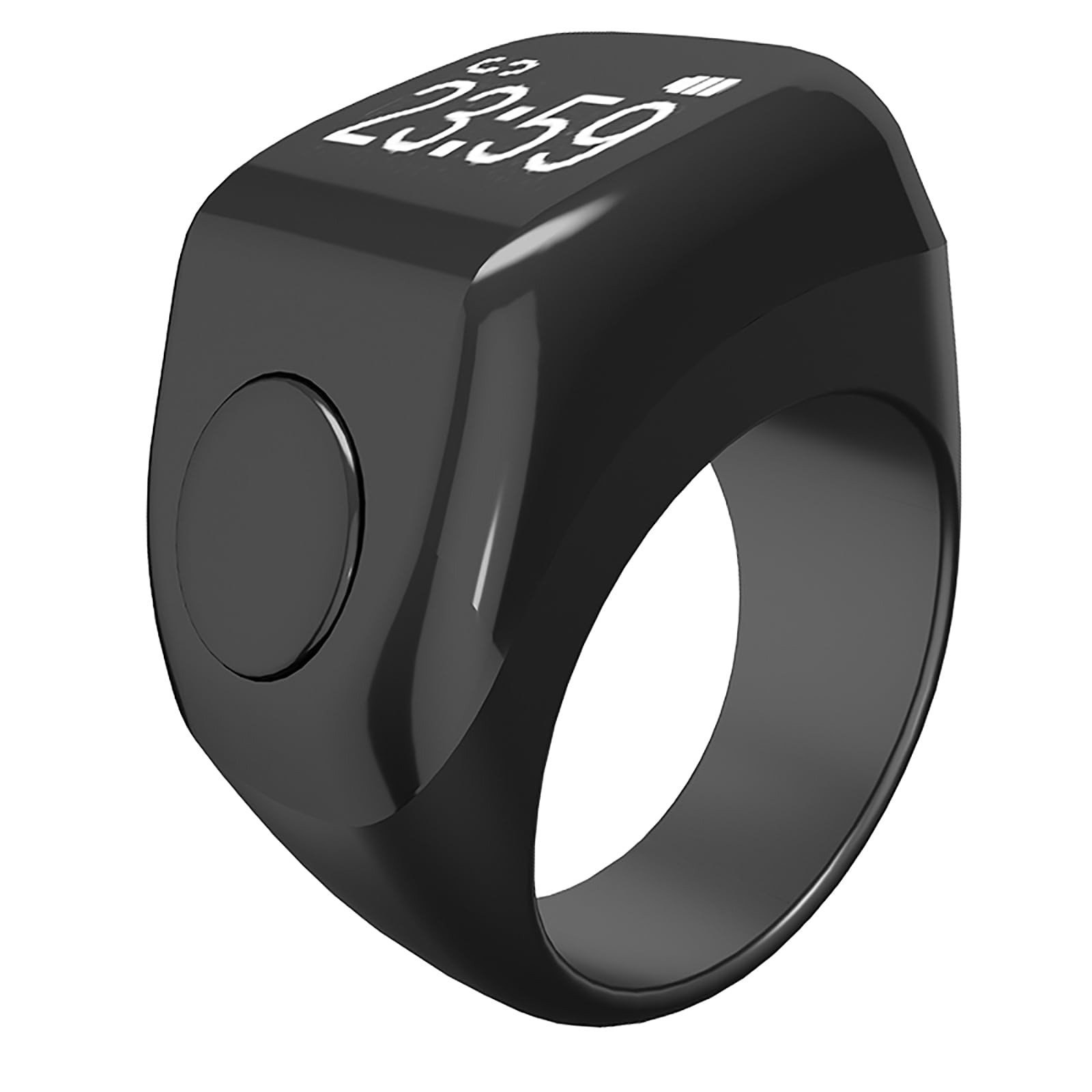 Qxiao Black Smart Tasbih Tally Digital Counter For Muslims Smart Ring Counter Digital Electronic Smart Tally Counter Muslim Islamic Tasbeeh Zikr Ring 5 Prayer Time Vibration Reminder Waterproof, With 3 Size
