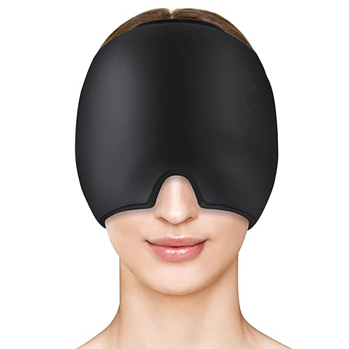 Gorro de hielo para cabeza de migraña, paquete de hielo para la cabeza, máscara facial para aliviar el dolor de cabeza y gel de migraña para ojos