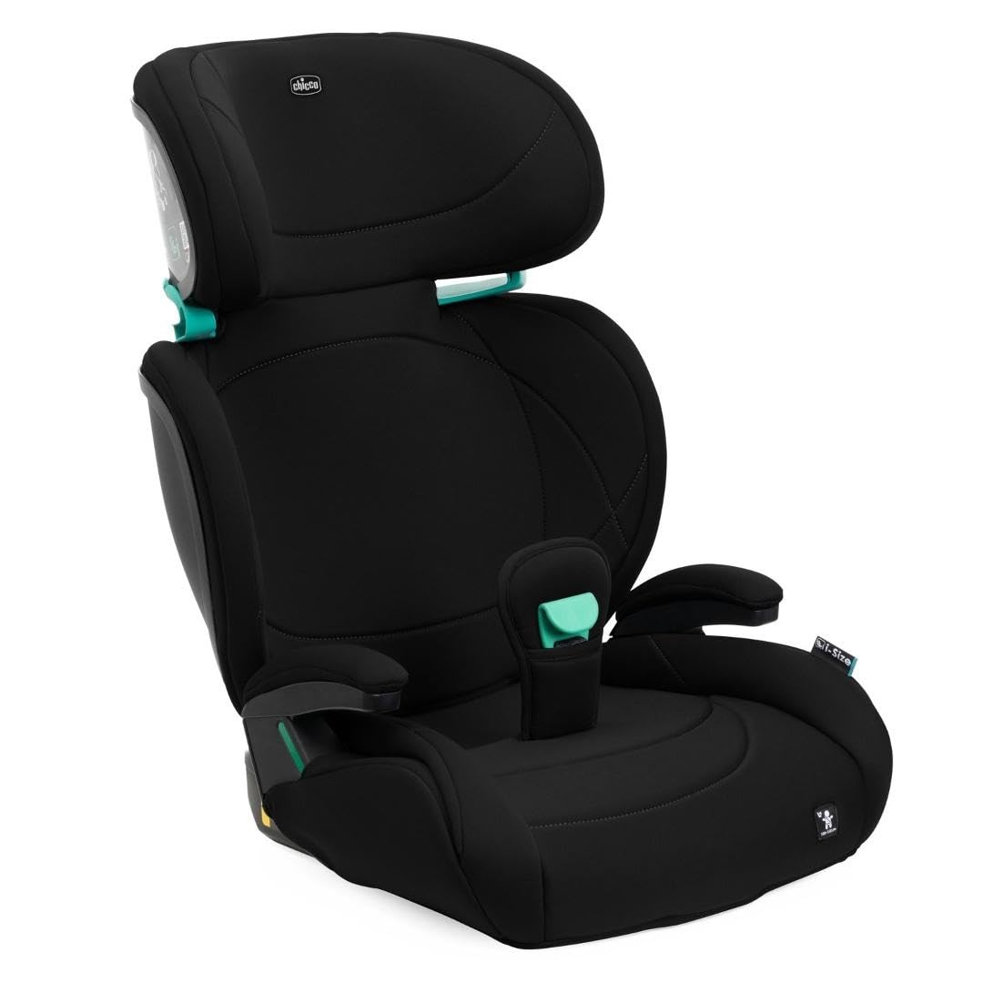 Chicco Quizy Lite i-Size, fotelik samochodowy dla dzieci w wieku od 3 do 12 lat (100-150 cm), łatwy w montażu dzięki systemowi Isofix, rozkładany, z regulacją wysokości, wyściełanym podłokietnikiem i
